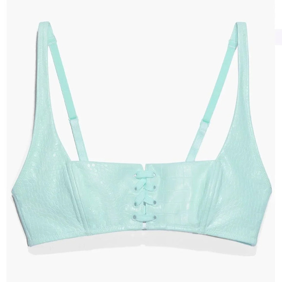 Savage X Fenty Other - Futuristic Blue Light Bralette Pleather - Queen of the Galaxy - Size M